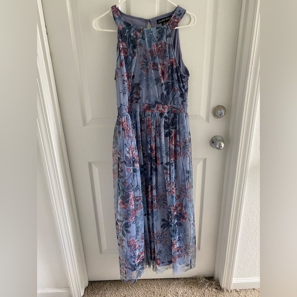 Candalite Periwinkle Blue Spring Floral Print Maxi Dress Size PL